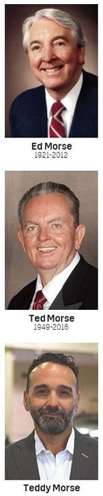 A collage of Ed Morse, Ted Morse, and Teddy Morse